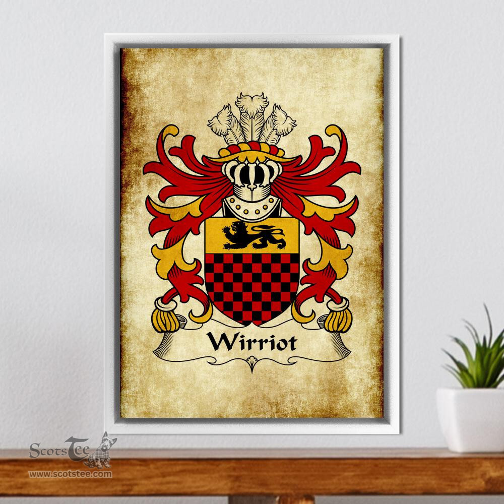 ScotsTee Shop Welsh Wirriot (of Pembrokeshire) Coat of Arms Family Crest Welsh Framed Canvas Print