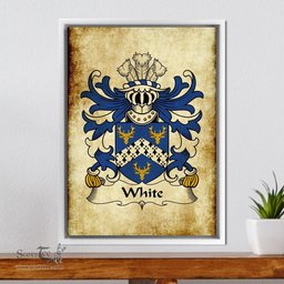 ScotsTee Shop Welsh White (of Tenby, Pembrokeshire) Coat of Arms Family Crest Welsh Framed Canvas Print