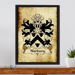 ScotsTee Shop Welsh Norbury (of Flint-Branch of Bulkeley) Coat of Arms Family Crest Welsh Framed Canvas Print