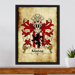 ScotsTee Shop Welsh Madog (FYCHAN) Coat of Arms Family Crest Welsh Framed Canvas Print