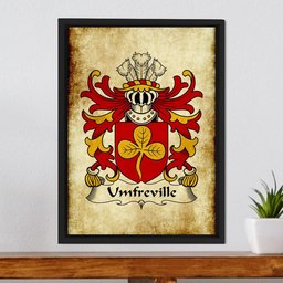 ScotsTee Shop Welsh Umfreville (of Pen-Marc, Glamorganshire) Coat of Arms Family Crest Welsh Framed Canvas Print