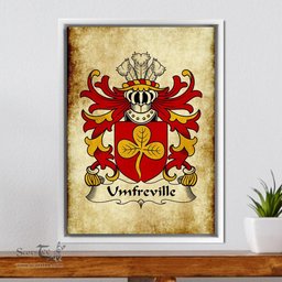 ScotsTee Shop Welsh Umfreville (of Pen-Marc, Glamorganshire) Coat of Arms Family Crest Welsh Framed Canvas Print