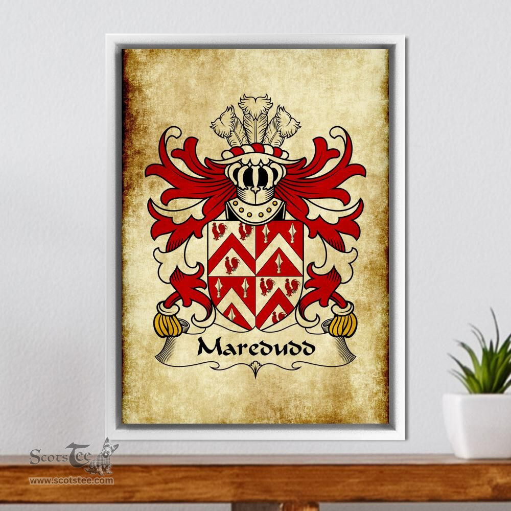 ScotsTee Shop Welsh Maredudd (or Meredith, AP MORGAN) Coat of Arms Family Crest Welsh Framed Canvas Print