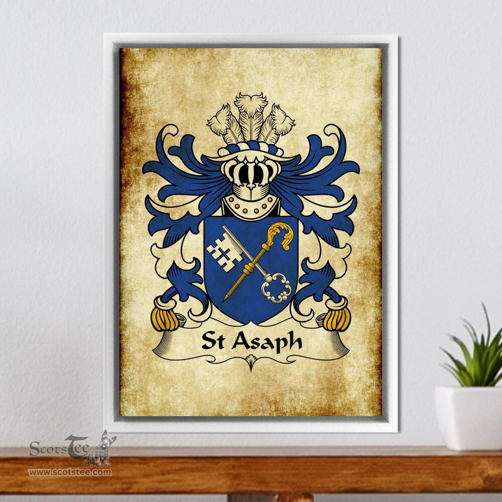 ScotsTee Shop Welsh St Asaph (Llanelwy, Diocese of) Coat of Arms Family Crest Welsh Framed Canvas Print