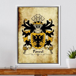 ScotsTee Shop Welsh Powel (of Llandow, Glamorganshire) Coat of Arms Family Crest Welsh Framed Canvas Print