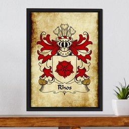 ScotsTee Shop Welsh Rhos (lord of Hywel) Coat of Arms Family Crest Welsh Framed Canvas Print