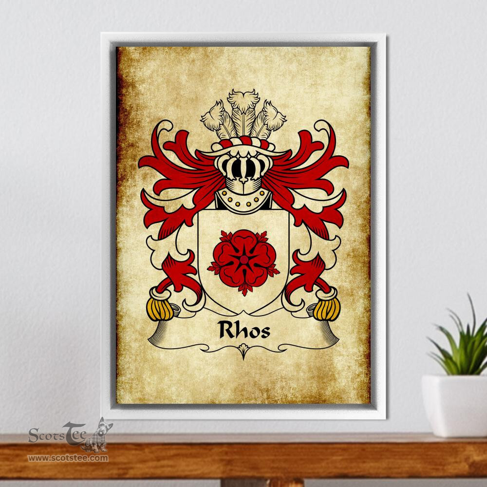 ScotsTee Shop Welsh Rhos (lord of Hywel) Coat of Arms Family Crest Welsh Framed Canvas Print