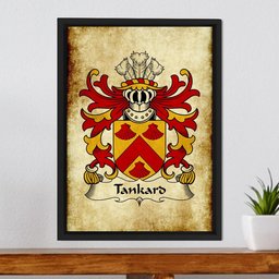 ScotsTee Shop Welsh Tankard (of Dudwells, Pembrokeshire) Coat of Arms Family Crest Welsh Framed Canvas Print