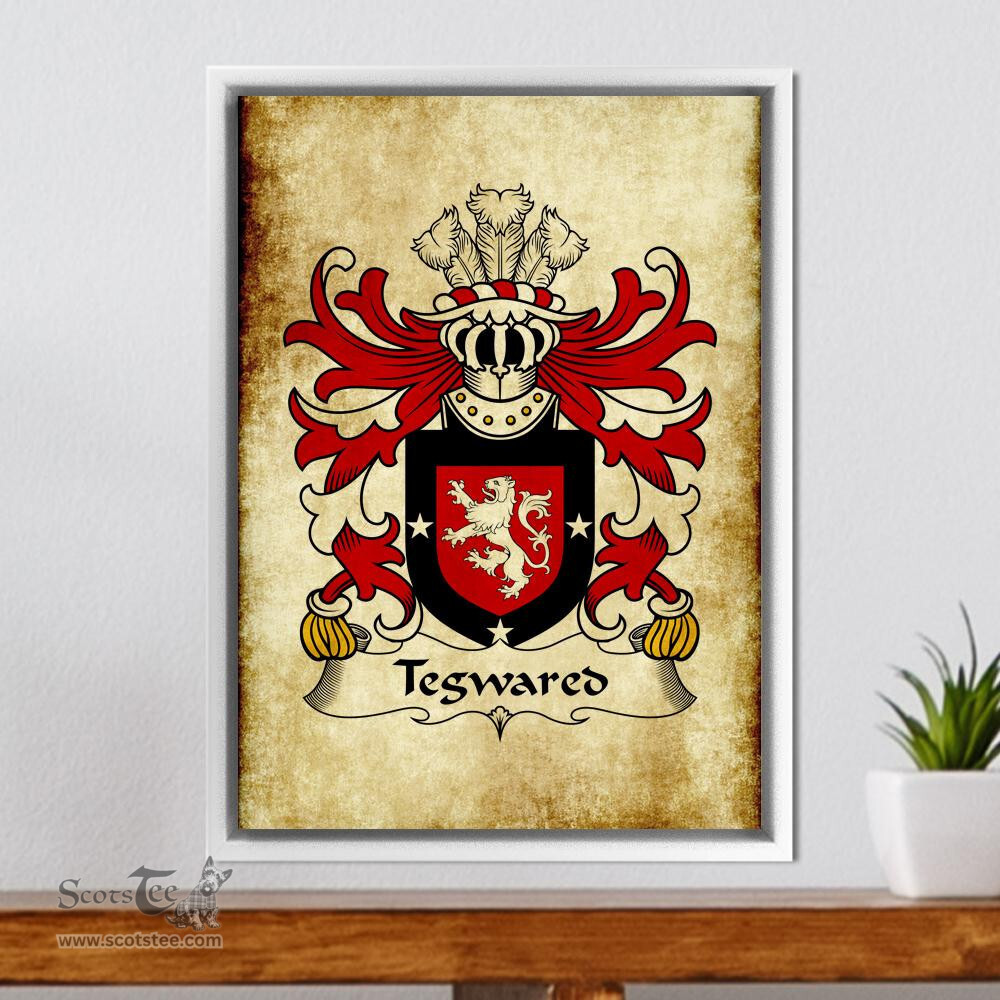 ScotsTee Shop Welsh Tegwared (Y BAISWEN) Coat of Arms Family Crest Welsh Framed Canvas Print