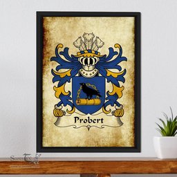 ScotsTee Shop Welsh Probert (of Pant-glas, Tryleg, Monmouthshire) Coat of Arms Family Crest Welsh Framed Canvas Print