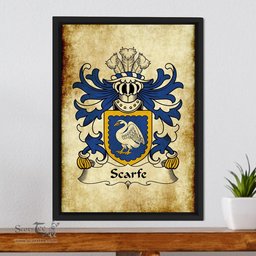 ScotsTee Shop Welsh Scarfe (of Lamphey, Pembrokeshire) Coat of Arms Family Crest Welsh Framed Canvas Print