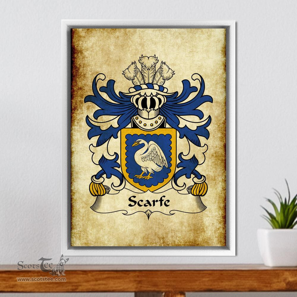 ScotsTee Shop Welsh Scarfe (of Lamphey, Pembrokeshire) Coat of Arms Family Crest Welsh Framed Canvas Print