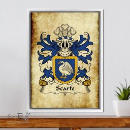 ScotsTee Shop Welsh Scarfe (of Lamphey, Pembrokeshire) Coat of Arms Family Crest Welsh Framed Canvas Print