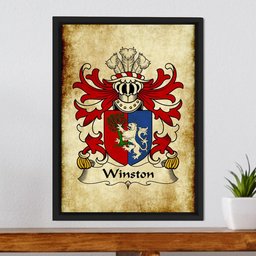 ScotsTee Shop Welsh Winston (of Trewyn, Monmouthshire) Coat of Arms Family Crest Welsh Framed Canvas Print