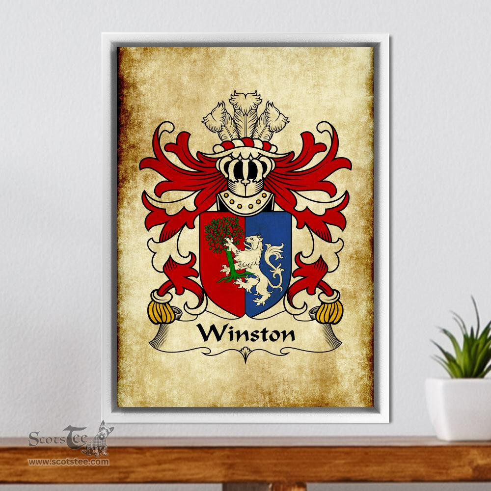ScotsTee Shop Welsh Winston (of Trewyn, Monmouthshire) Coat of Arms Family Crest Welsh Framed Canvas Print