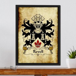 ScotsTee Shop Welsh Revell (of Cilgerran, Pembrokeshire) Coat of Arms Family Crest Welsh Framed Canvas Print