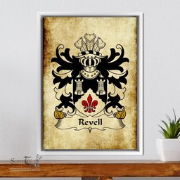 ScotsTee Shop Welsh Revell (of Cilgerran, Pembrokeshire) Coat of Arms Family Crest Welsh Framed Canvas Print
