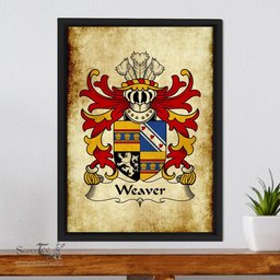 ScotsTee Shop Welsh Weaver (or Wever, of Radnorshire) Coat of Arms Family Crest Welsh Framed Canvas Print