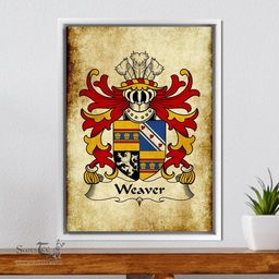 ScotsTee Shop Welsh Weaver (or Wever, of Radnorshire) Coat of Arms Family Crest Welsh Framed Canvas Print