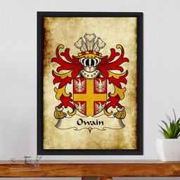 ScotsTee Shop Welsh Owain (AP GRUFFUDD, or Owen) Coat of Arms Family Crest Welsh Framed Canvas Print