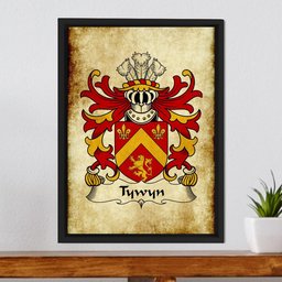 ScotsTee Shop Welsh Tywyn (lords of Tywyn, Ferwig, Cardiganshire) Coat of Arms Family Crest Welsh Framed Canvas Print