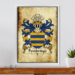 ScotsTee Shop Welsh Pembridge (of Penbrugge, Herefordshire) Coat of Arms Family Crest Welsh Framed Canvas Print