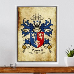 ScotsTee Shop Welsh Powell (of Perth-hir, Monmouthshire) Coat of Arms Family Crest Welsh Framed Canvas Print