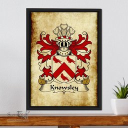 ScotsTee Shop Welsh Knowsley (English of Flint) Coat of Arms Family Crest Welsh Framed Canvas Print