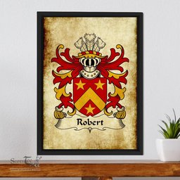 ScotsTee Shop Welsh Robert (AP GRUFFUDD) Coat of Arms Family Crest Welsh Framed Canvas Print