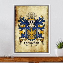 ScotsTee Shop Welsh Sarnesfield (of Herefordshire) Coat of Arms Family Crest Welsh Framed Canvas Print