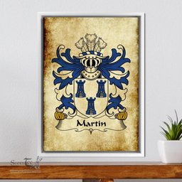 ScotsTee Shop Welsh Martin (of Pembrokeshire, lord of Treglemes) Coat of Arms Family Crest Welsh Framed Canvas Print