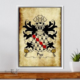 ScotsTee Shop Welsh Pye (of Herefordshire) Coat of Arms Family Crest Welsh Framed Canvas Print