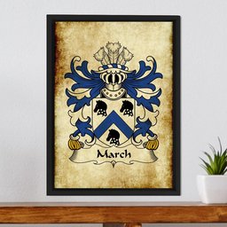 ScotsTee Shop Welsh March (AP MEIRCHION) Coat of Arms Family Crest Welsh Framed Canvas Print