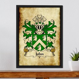ScotsTee Shop Welsh John (AP JENKIN AP MADOG) Coat of Arms Family Crest Welsh Framed Canvas Print