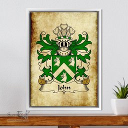 ScotsTee Shop Welsh John (AP JENKIN AP MADOG) Coat of Arms Family Crest Welsh Framed Canvas Print