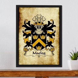 ScotsTee Shop Welsh Maelog (CRWM-of Arllechwedd, Caernarfonshire) Coat of Arms Family Crest Welsh Framed Canvas Print