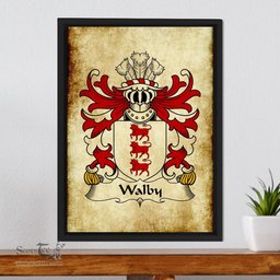 ScotsTee Shop Welsh Walby (of Breconshire) Coat of Arms Family Crest Welsh Framed Canvas Print