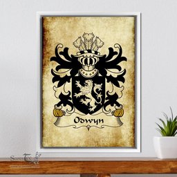 ScotsTee Shop Welsh Odwyn (AP TEITHWALCH, Lord of Ceredigion) Coat of Arms Family Crest Welsh Framed Canvas Print
