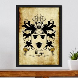 ScotsTee Shop Welsh Rhys (AP BELDRI AP CYDIFOR FAWR) Coat of Arms Family Crest Welsh Framed Canvas Print