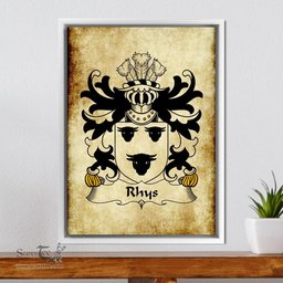ScotsTee Shop Welsh Rhys (AP BELDRI AP CYDIFOR FAWR) Coat of Arms Family Crest Welsh Framed Canvas Print