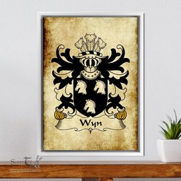 ScotsTee Shop Welsh Wyn (Cadwaladr, of Montgomeryshire) Coat of Arms Family Crest Welsh Framed Canvas Print