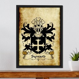 ScotsTee Shop Welsh Syward (or Siward, lord of Rhutin, Glamorgan) Coat of Arms Family Crest Welsh Framed Canvas Print