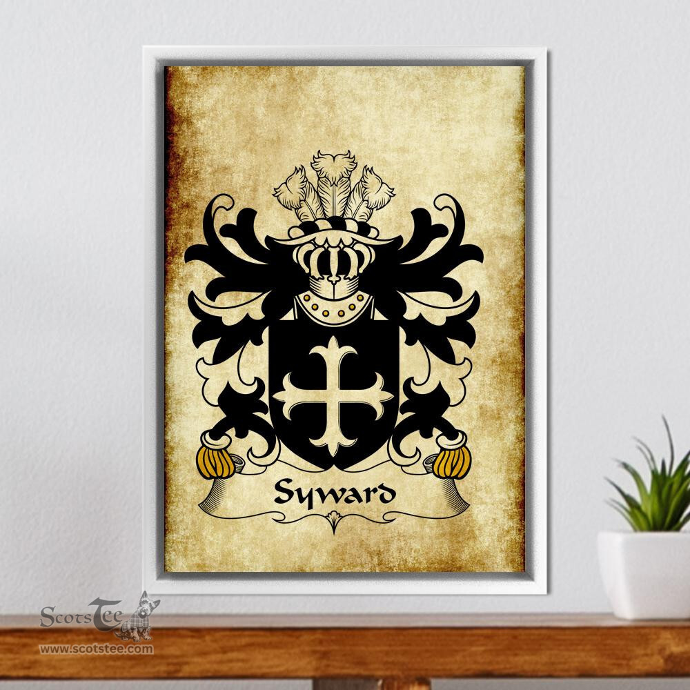 ScotsTee Shop Welsh Syward (or Siward, lord of Rhutin, Glamorgan) Coat of Arms Family Crest Welsh Framed Canvas Print