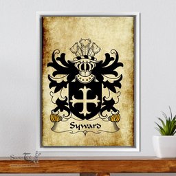 ScotsTee Shop Welsh Syward (or Siward, lord of Rhutin, Glamorgan) Coat of Arms Family Crest Welsh Framed Canvas Print