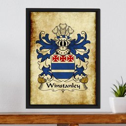 ScotsTee Shop Welsh Winstanley (of St. Dogmaels, Pembrokeshire) Coat of Arms Family Crest Welsh Framed Canvas Print