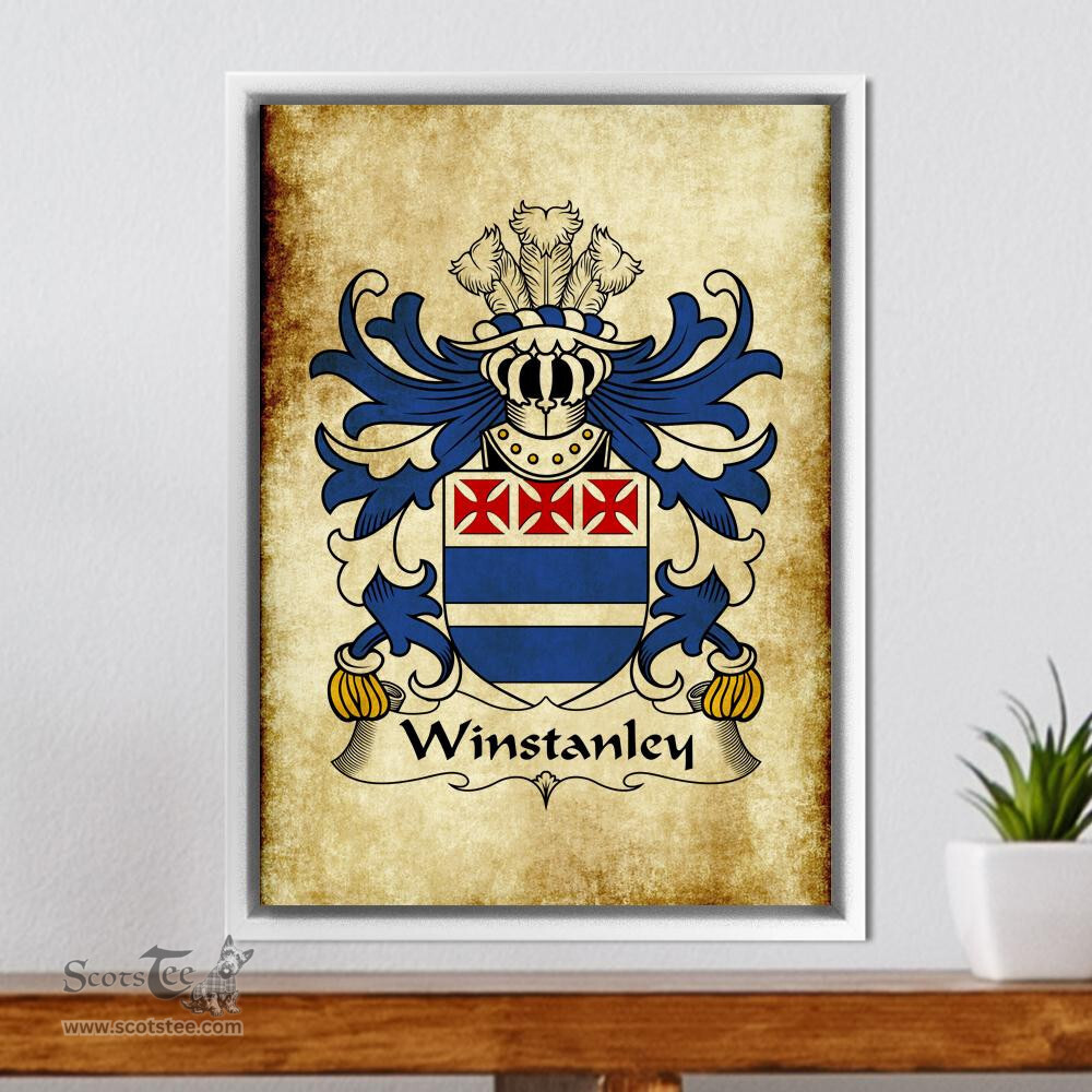 ScotsTee Shop Welsh Winstanley (of St. Dogmaels, Pembrokeshire) Coat of Arms Family Crest Welsh Framed Canvas Print