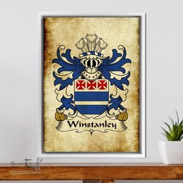 ScotsTee Shop Welsh Winstanley (of St. Dogmaels, Pembrokeshire) Coat of Arms Family Crest Welsh Framed Canvas Print