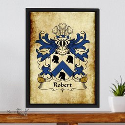 ScotsTee Shop Welsh Robert (AP DAFYDD AP RHYS) Coat of Arms Family Crest Welsh Framed Canvas Print