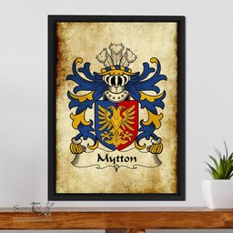 ScotsTee Shop Welsh Mytton (lords of Mawddwy) Coat of Arms Family Crest Welsh Framed Canvas Print