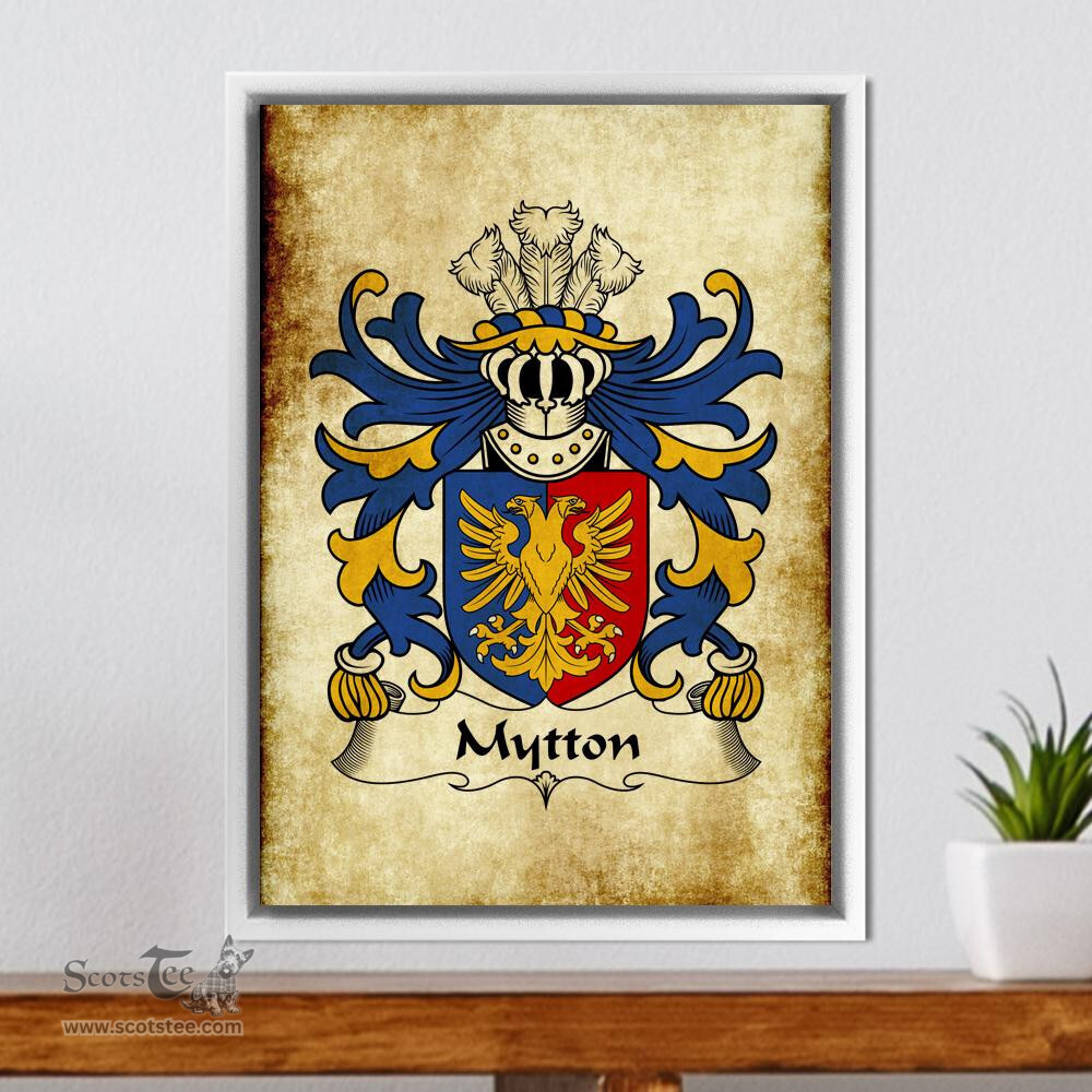 ScotsTee Shop Welsh Mytton (lords of Mawddwy) Coat of Arms Family Crest Welsh Framed Canvas Print
